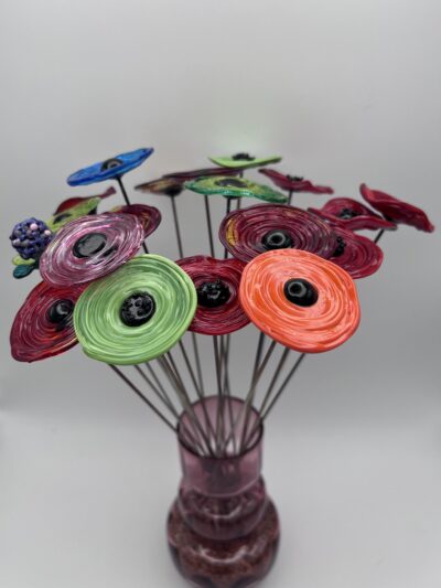 Fleurs en verre coquelicots