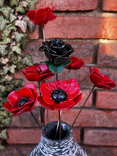 Bouquet coquelicots en verre
