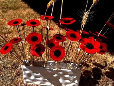 Coquelicot en verre rouge vif