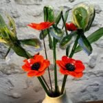 Bouquet de fleurs en verre filé