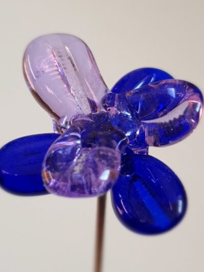 Fleur en verre tige inox