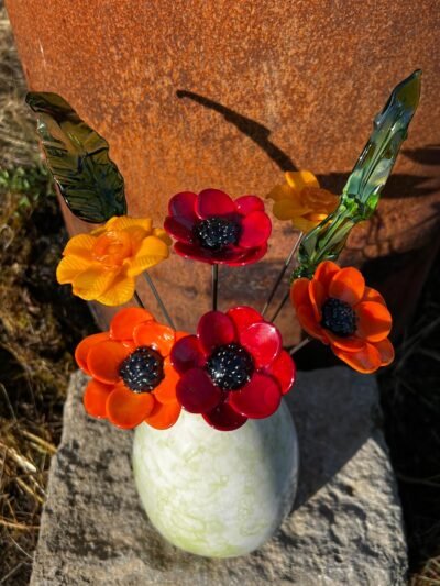 Fleurs de verre en bouquet
