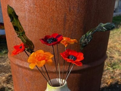 Fleurs de verre en bouquet