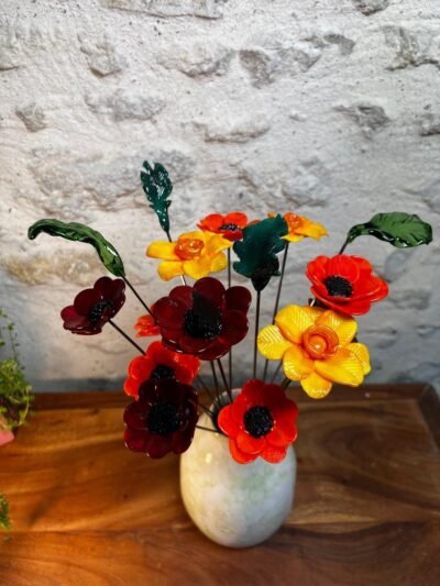 Fleurs en verre en bouquet