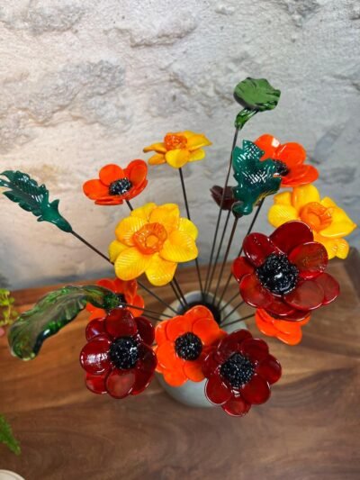 Fleurs en verre en bouquet