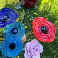 Bouquet de coquelicots en verre de Murano Fleurs en verre