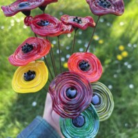 Bouquet de coquelicots en verre de Murano Fleurs en verre