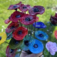 Bouquet de coquelicots en verre de Murano Fleurs en verre