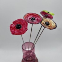 Bouquet de coquelicots en verre de Murano Fleurs en verre