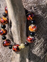 BRA003 - Bracelet en perles de verre style Léopard Bracelet en perles de verre