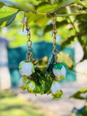 BOR007 Boucles d’oreilles muguet en verre de Murano Boucles d’oreilles muguet