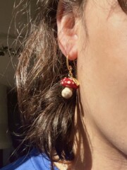 Boucles d'oreilles champignon amanite<br />Réf. BOR025 Boucles d'oreilles champignon amanite