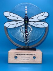 Vitrail libellule Institut Delatte<br />Réf. VIT013 Vitrail libellule Institut Delatte